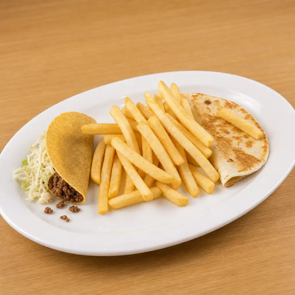 #3 Kid's Quesadilla, Fries & Taco.