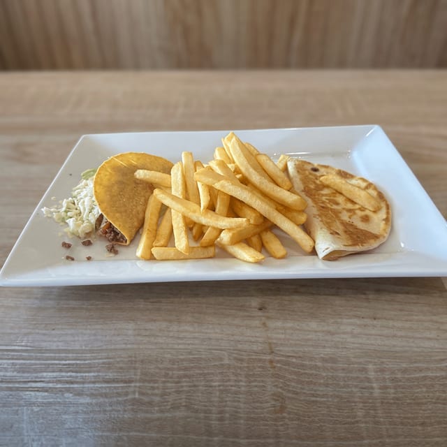 #3 Kid's Quesadilla, Fries & Taco.