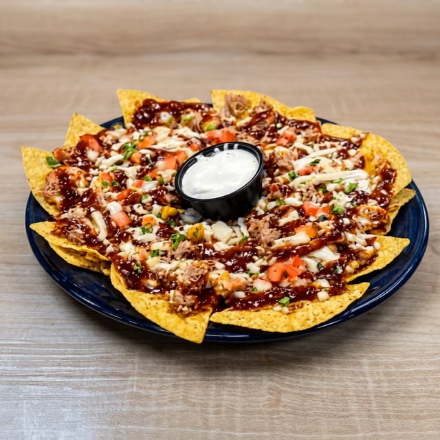 Pulled Pork BBQ Nachos.